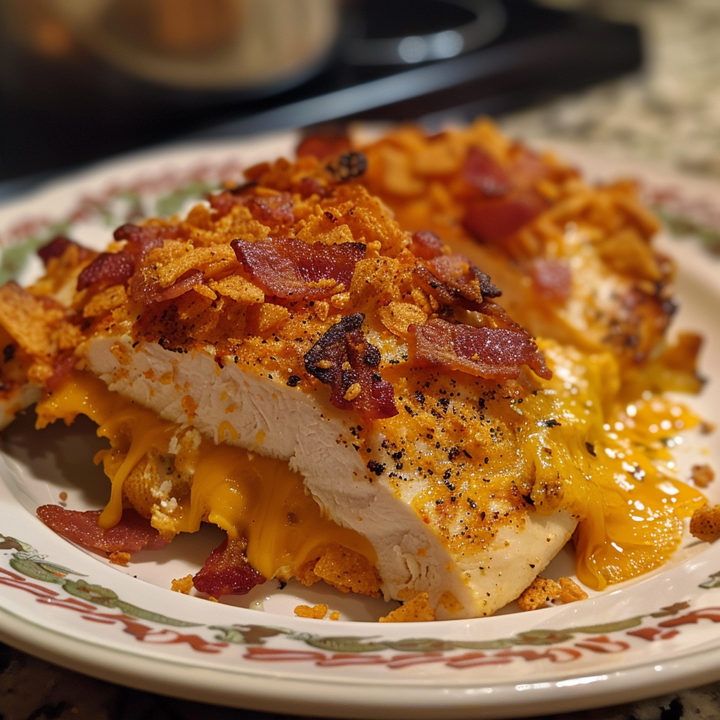 Crispy Doritos Chicken Stuffed with Cream Cheese and Bacon
