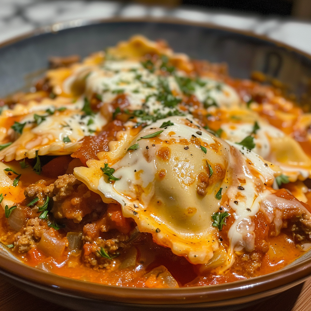Slow Cooker Creamy Beef Ravioli