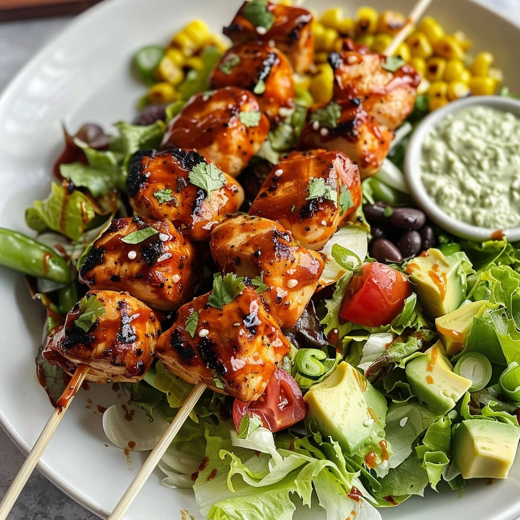 BBQ Chicken Skewer Salad