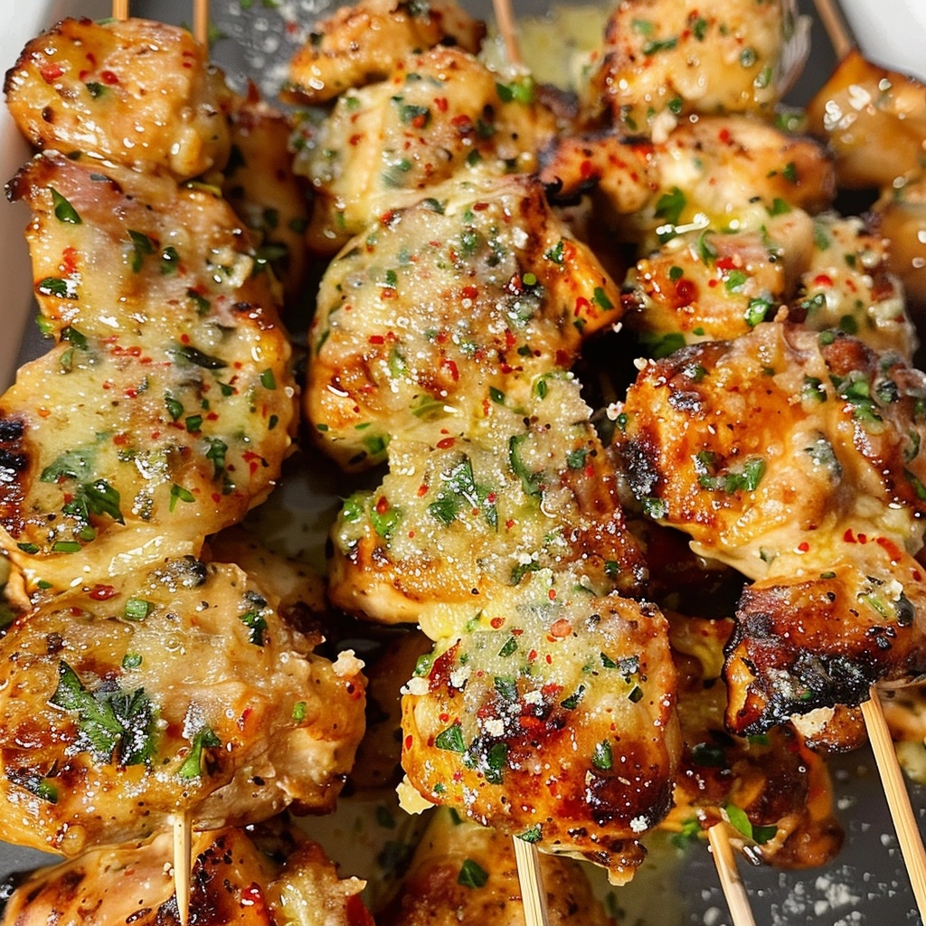 Garlic Parmesan Chicken Skewers