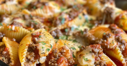 Beef-Stuffed Shells with Creamy Ricotta Filling