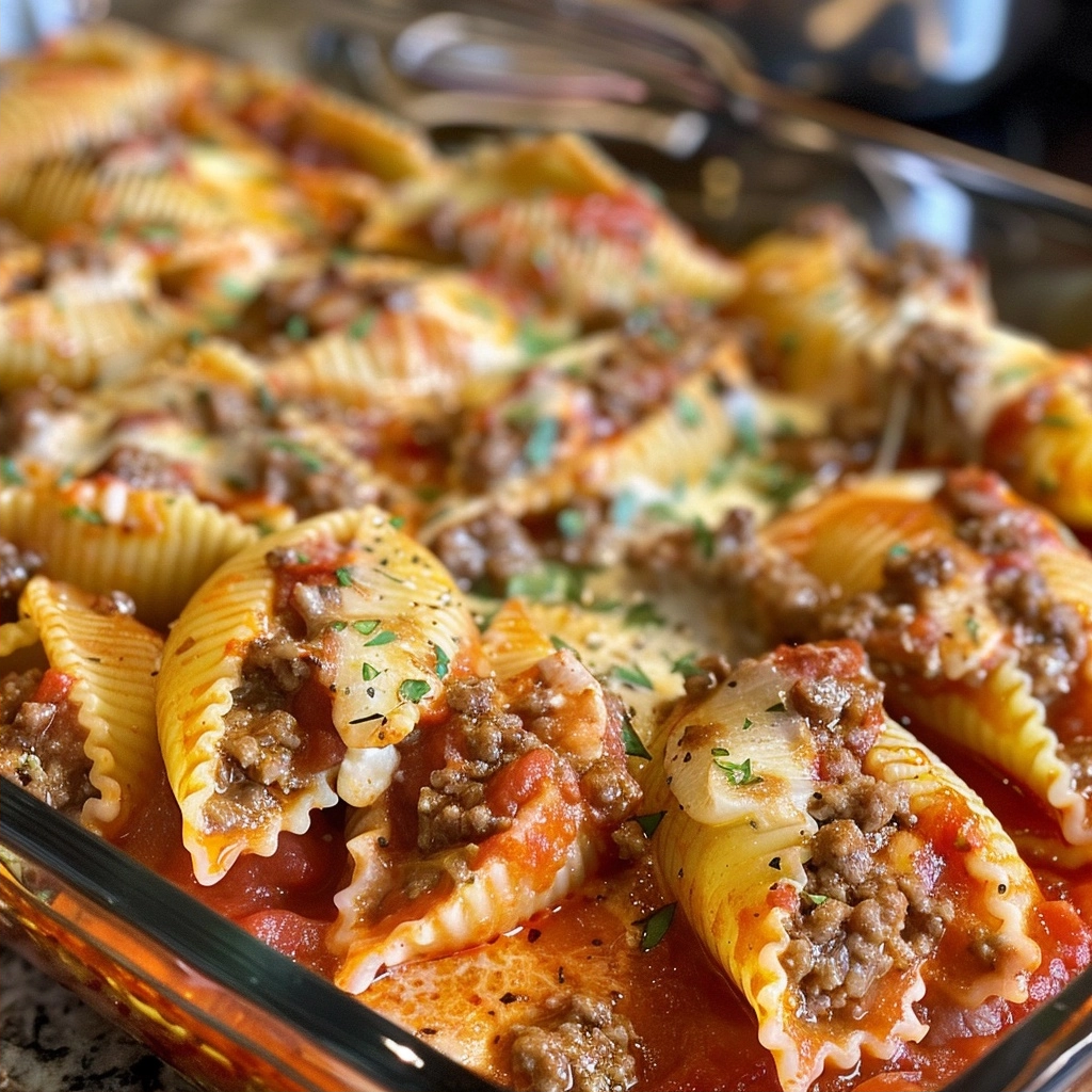 Beef-Stuffed Shells with Creamy Ricotta Filling