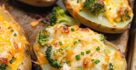 Broccoli and Cheddar Twice-Baked Potatoes