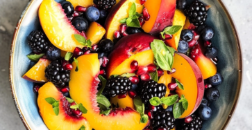 Honey Lime Basil Peach Fruit Salad