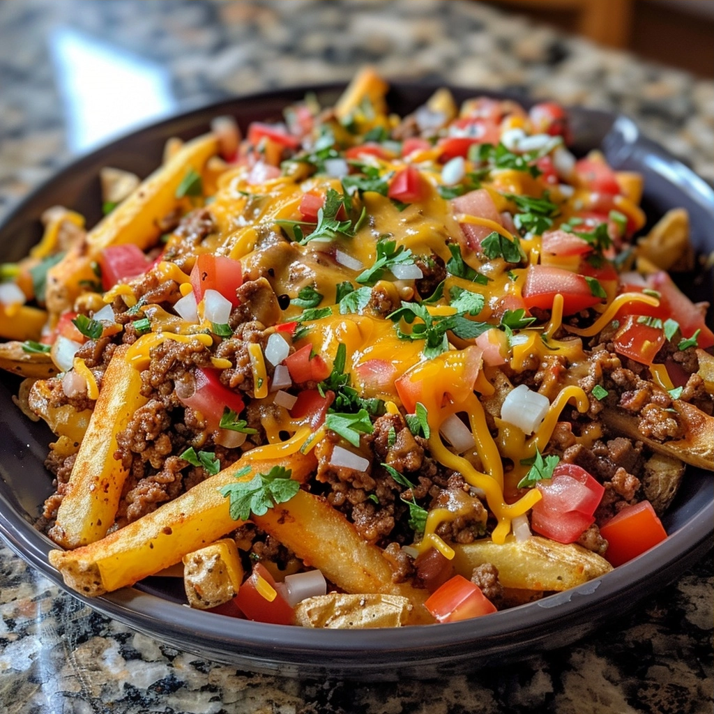 Taco Ground Beef Cheese Fries