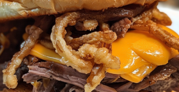 Homemade Roast Beef and Cheese Sandwiches with Curly Fries