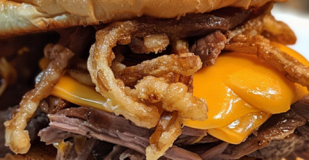 Homemade Roast Beef and Cheese Sandwiches with Curly Fries
