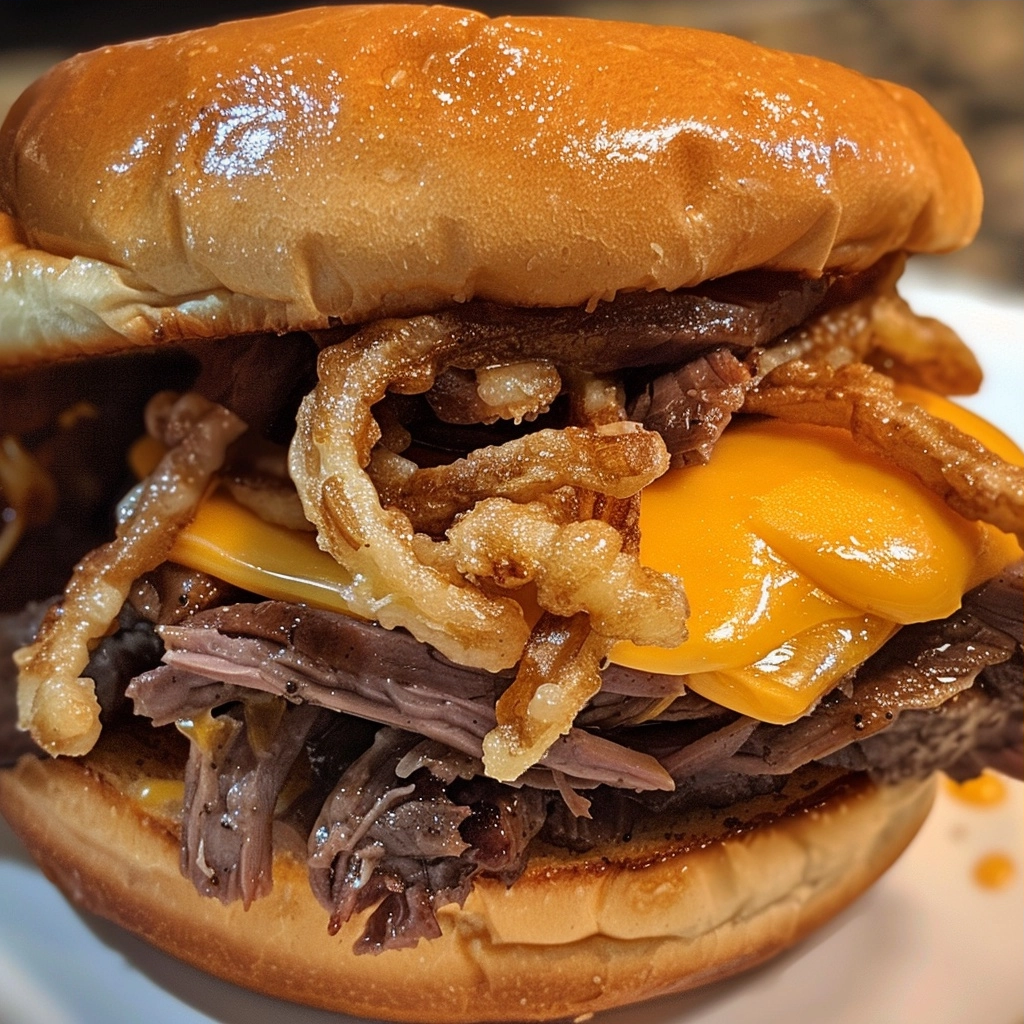 Homemade Roast Beef and Cheese Sandwiches with Curly Fries