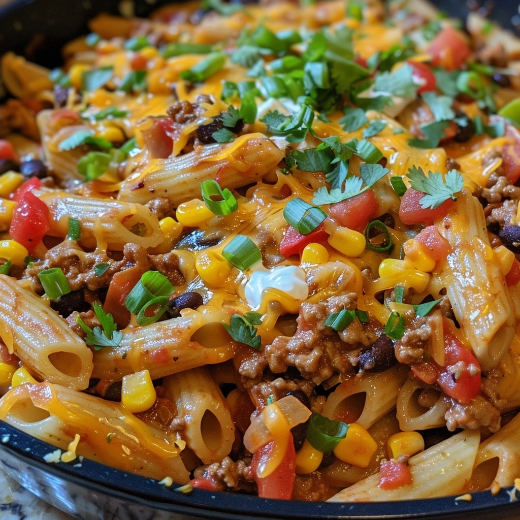 Cheesy Beef Taco Pasta