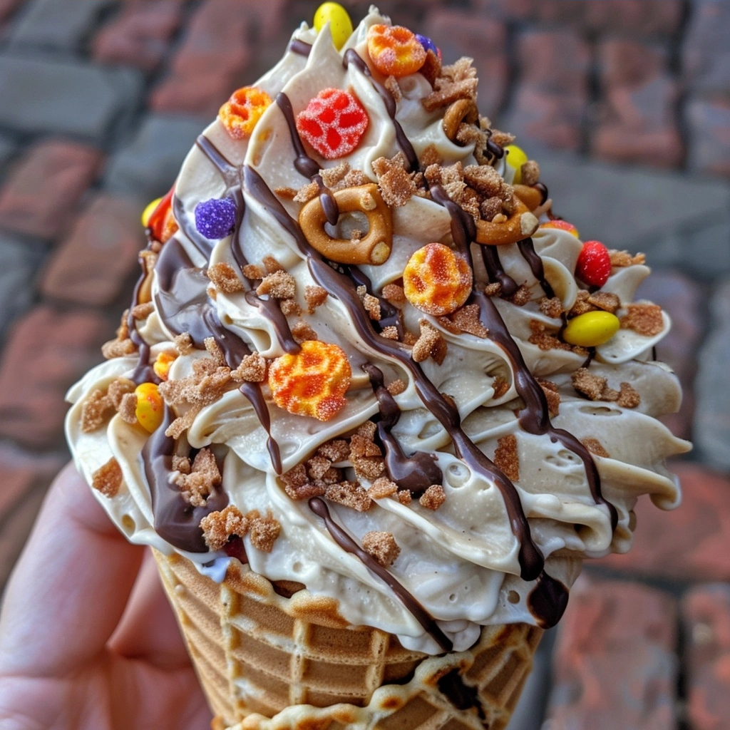 Reese's Pieces Cheesecake Cones