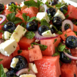 Watermelon Feta Blueberry Salad