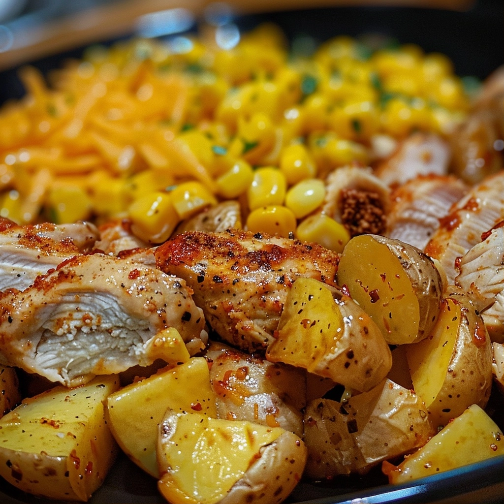 Crockpot Cheddar Ranch Chicken with Corn & Baby Potatoes