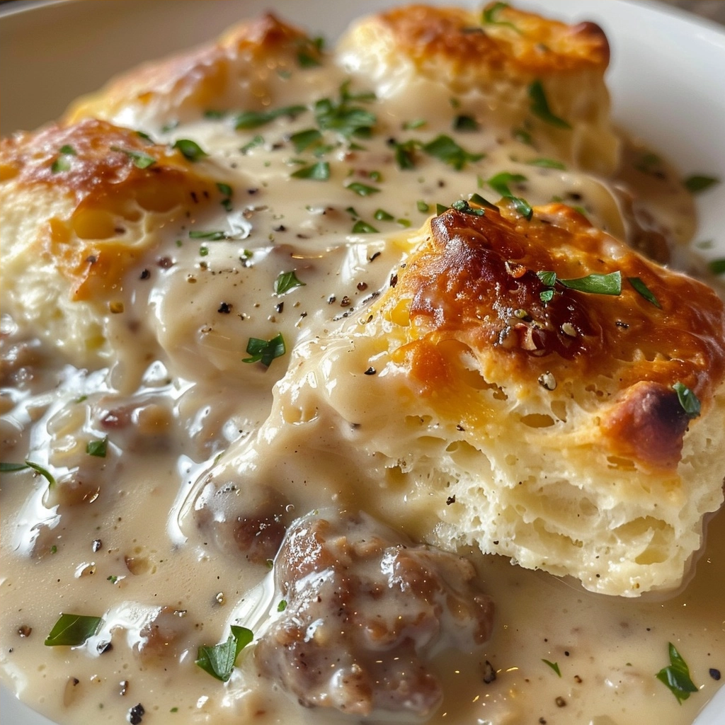Sausage Biscuit and Gravy Casserole
