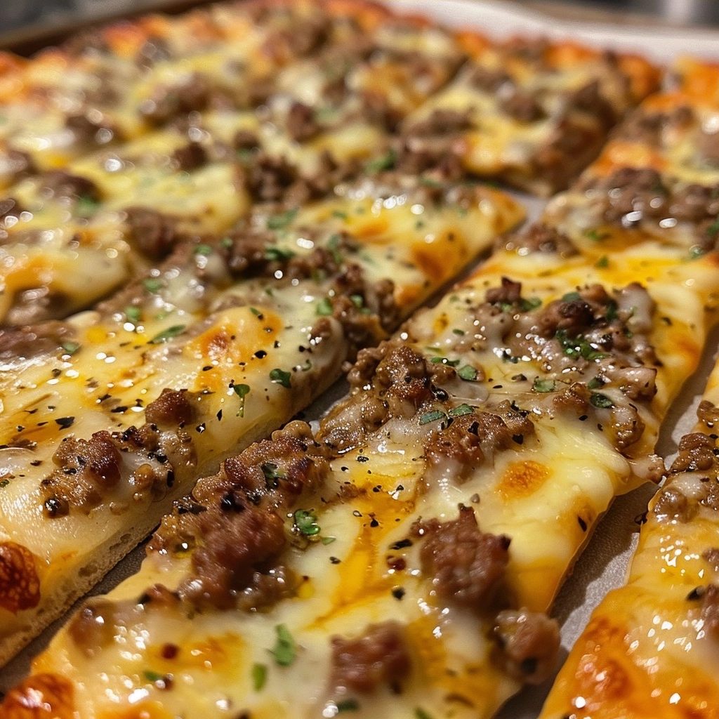 Oven-Baked 4-Ingredient Beef Flatbread Squares