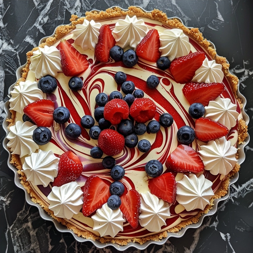 Patriotic Swirl Cheesecake Pie