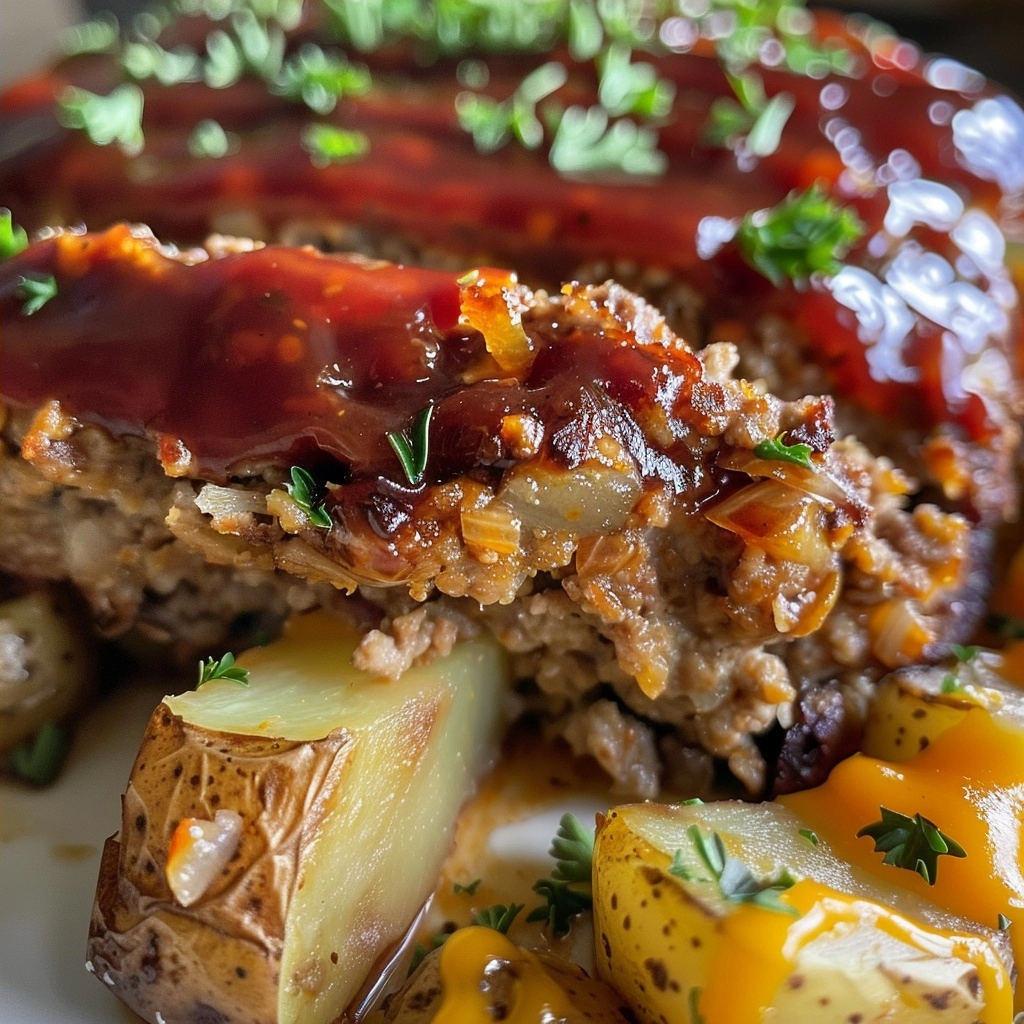 Cowboy Meatloaf and Potato Casserole