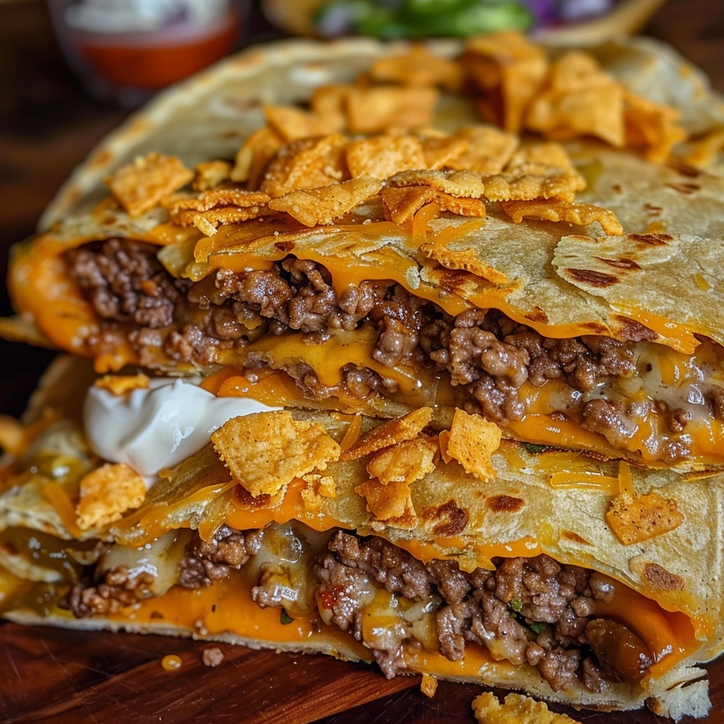 Dorito Crunch Cheeseburger Tortilla Melts